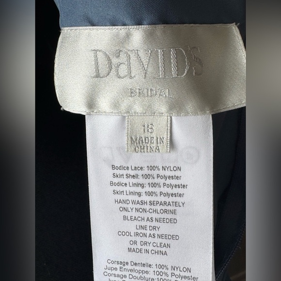 David's Bridal bridesmaid formal Light Blue Lace Maxi Dress NWT 16 - Picture 8 of 9